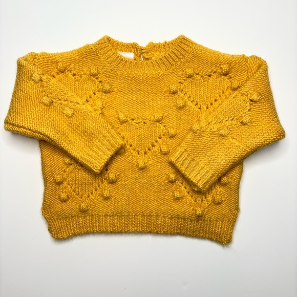 NWOT Zara Golden Yellow Heart Knitwear Sweater Infant 9-12 Months - Picture 1 of 10